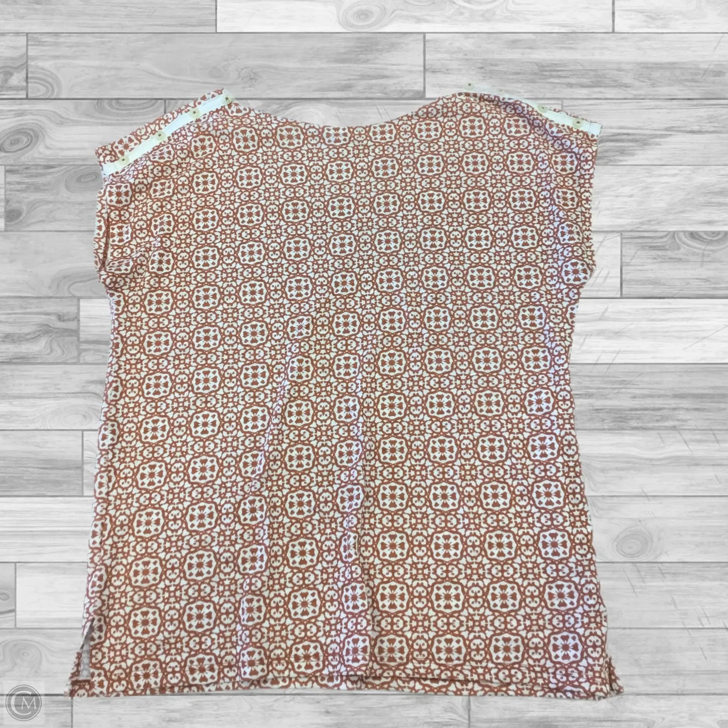 Top Short Sleeve Basic By Liz Claiborne In Orange & White, Size: M