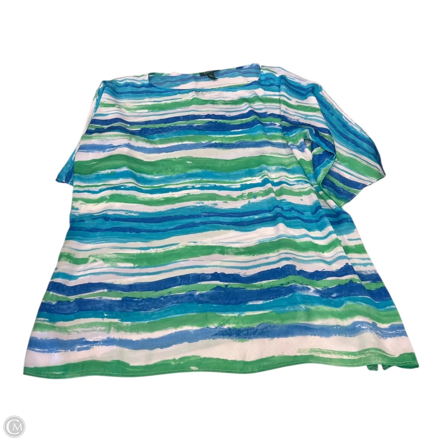 Top Short Sleeve By Ralph Lauren In Blue & Green, Size: 2x