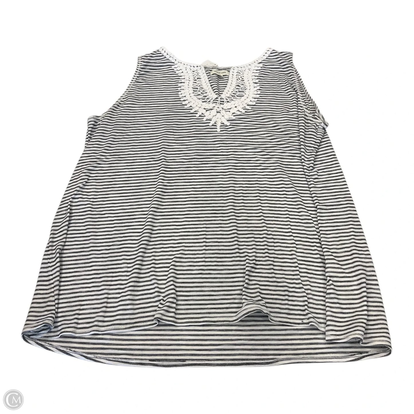 Top Sleeveless By Max Studio In Grey & White, Size: 2x