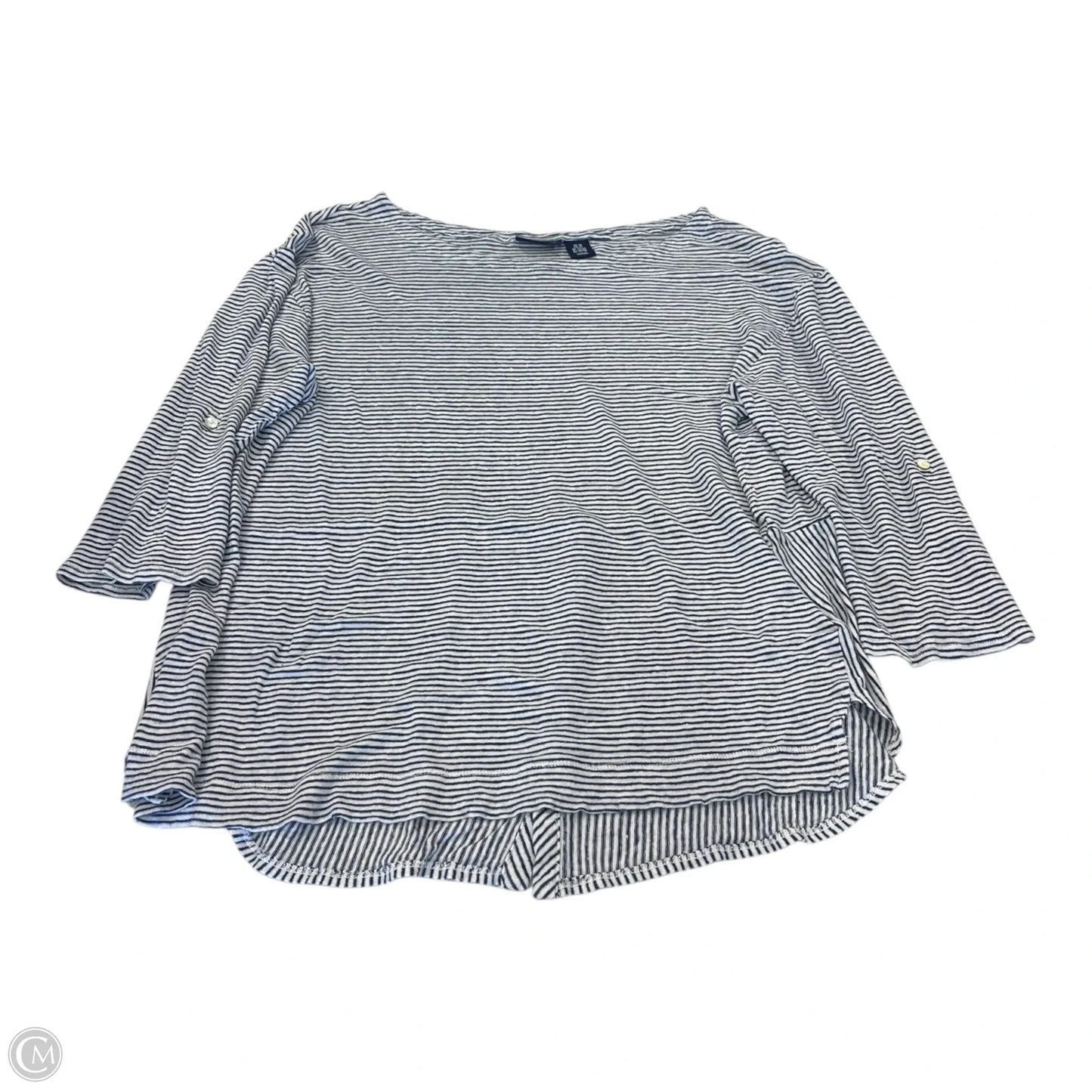 Top 3/4 Sleeve Basic By Adrienne Vittadini In Striped Pattern, Size: 2x