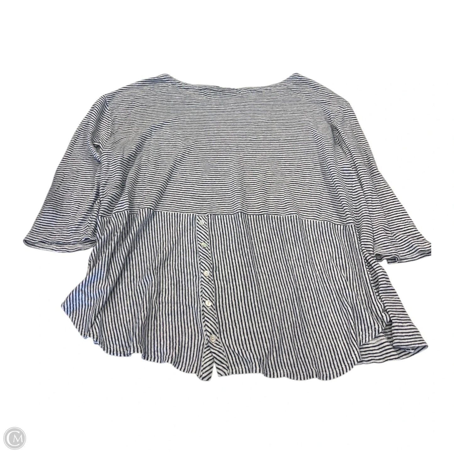 Top 3/4 Sleeve Basic By Adrienne Vittadini In Striped Pattern, Size: 2x
