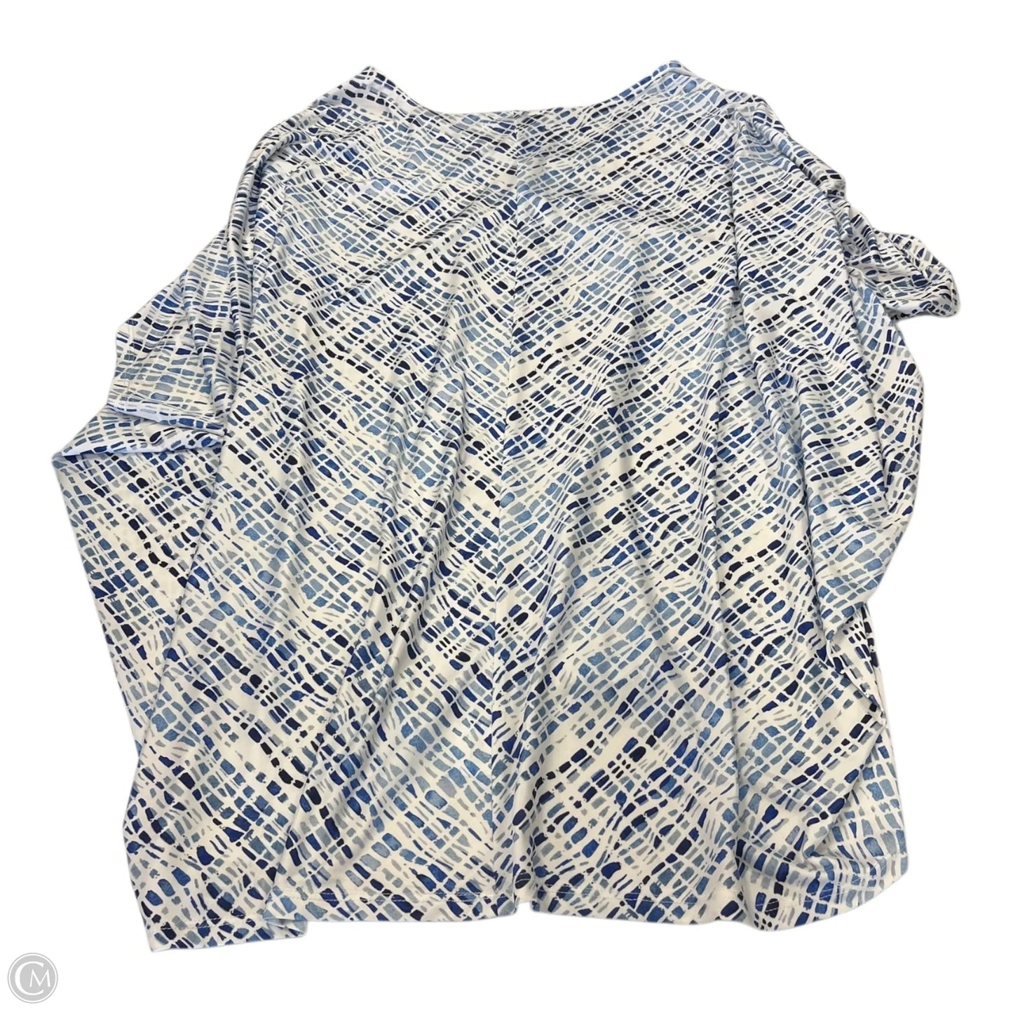 Top Short Sleeve By Jeanne Pierre In Blue & White, Size: Xl