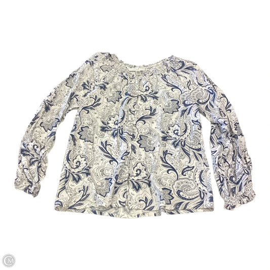Top Long Sleeve By Spense In Blue & White, Size: S