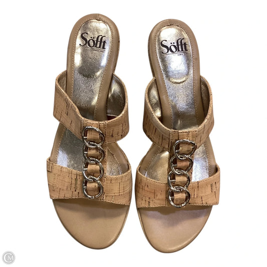 Shoes Heels Wedge By Sofft In Tan, Size: 8.5