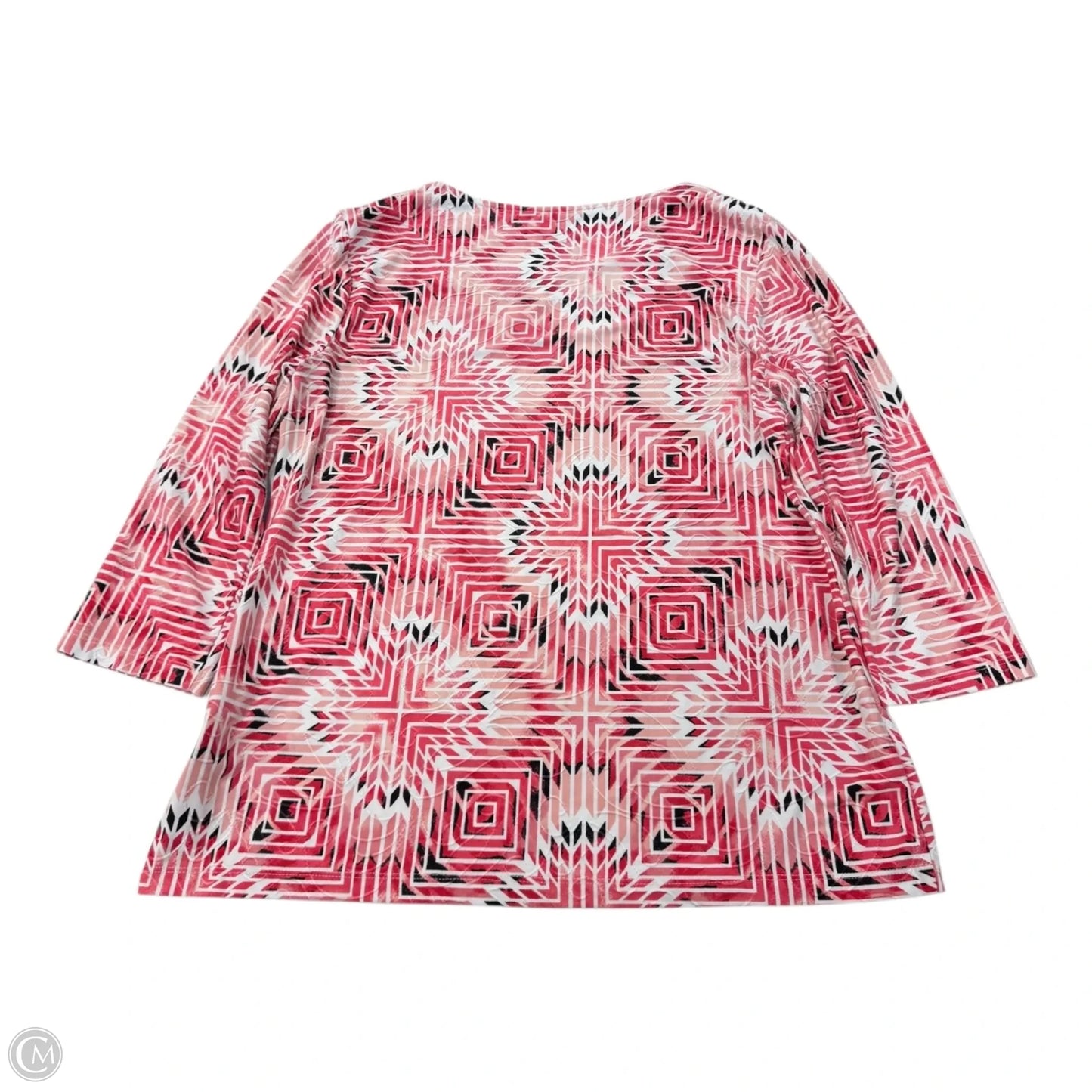 Top Long Sleeve By Jm Collections In Pink & White, Size: M