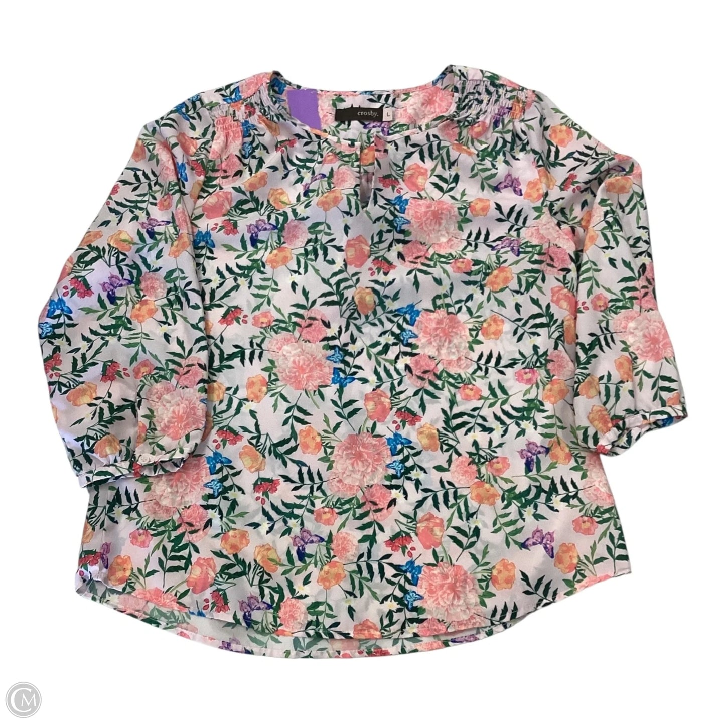Top 3/4 Sleeve By Crosby In Floral, Size: L