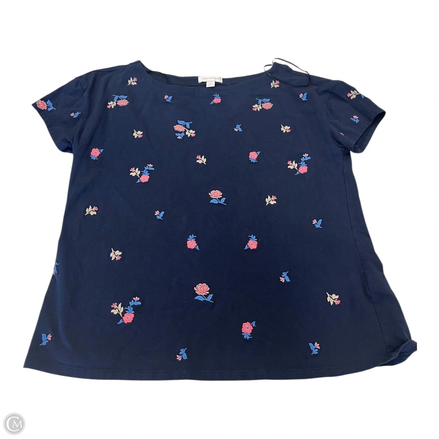 Top Short Sleeve Basic By Charter Club In Blue, Size: M