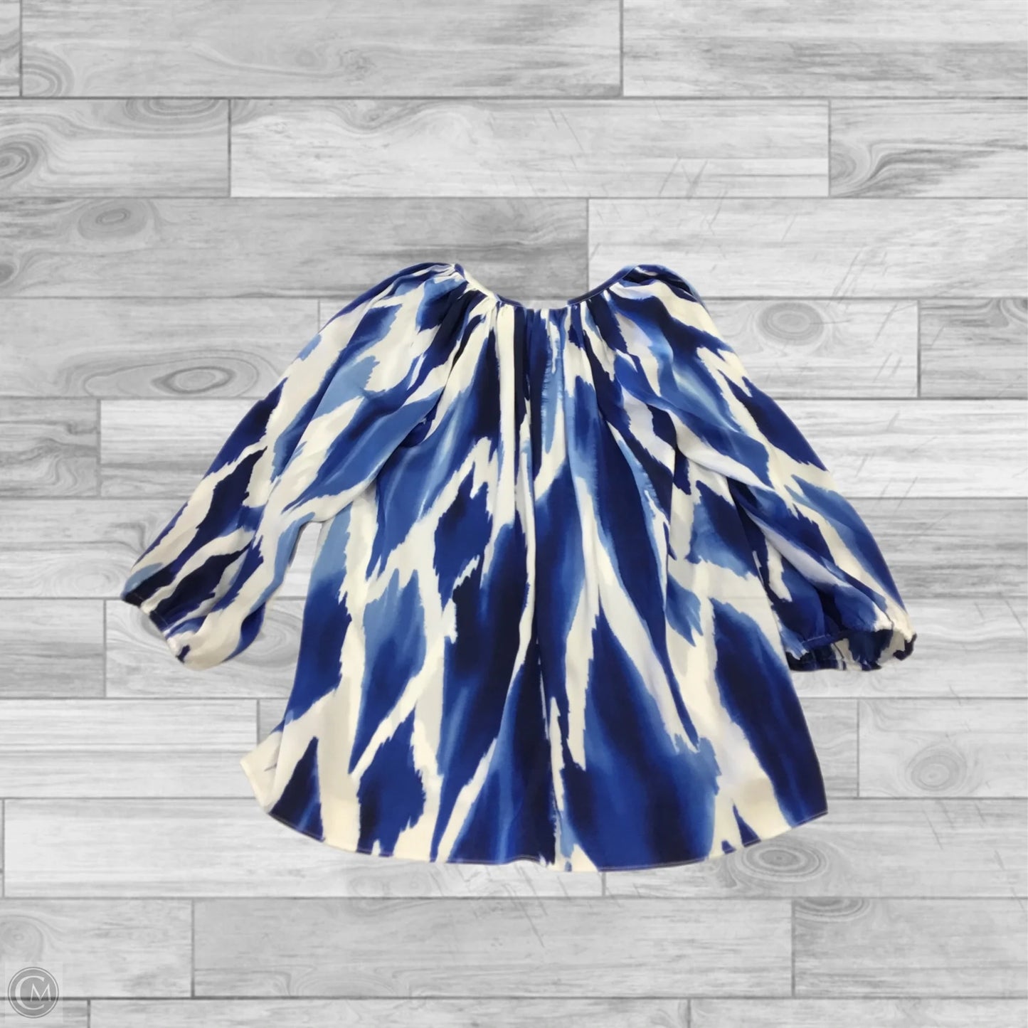 Top Long Sleeve By Chicos In Blue & White, Size: M