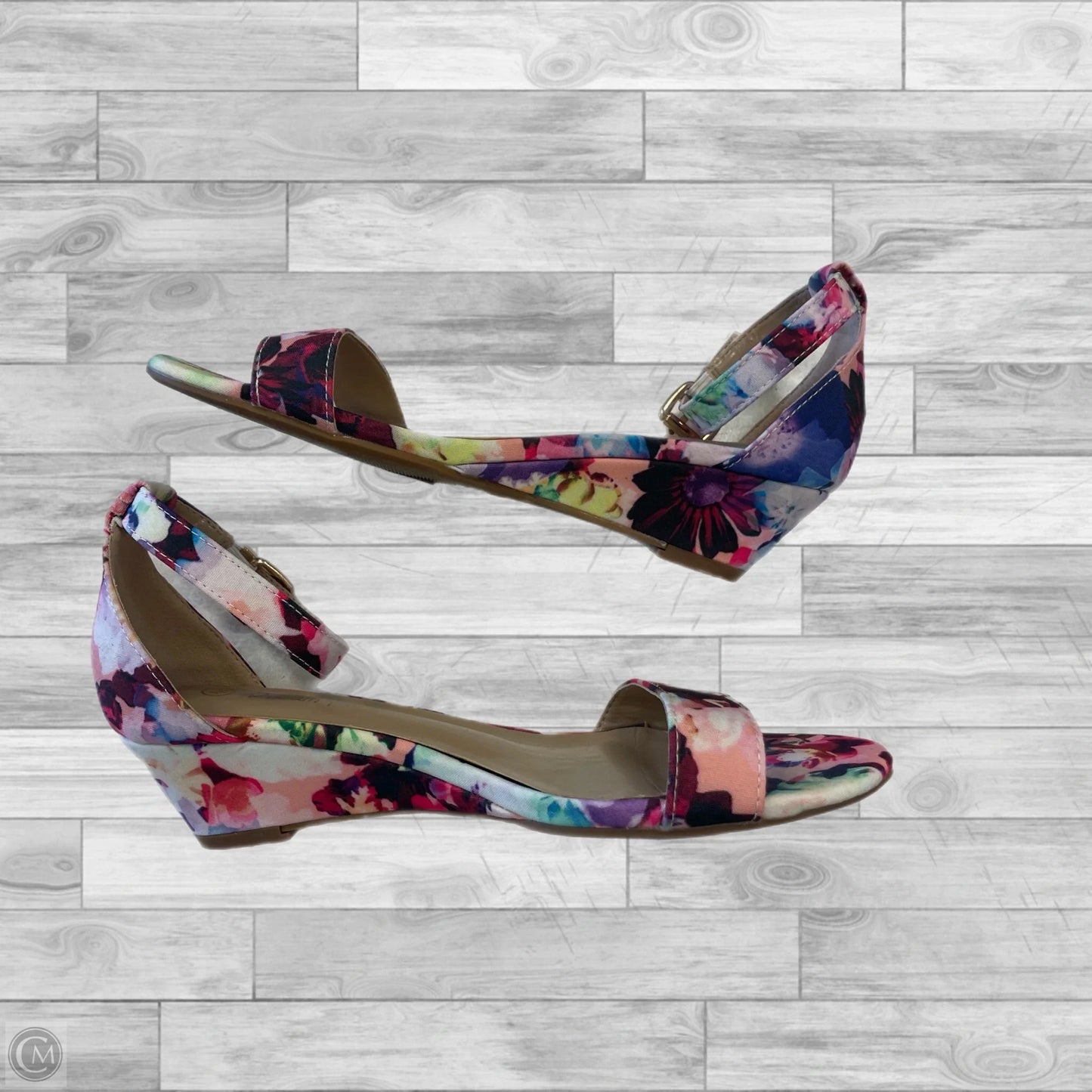 Sandals Heels Wedge By Clothes Mentor In Floral Print, Size: 6.5