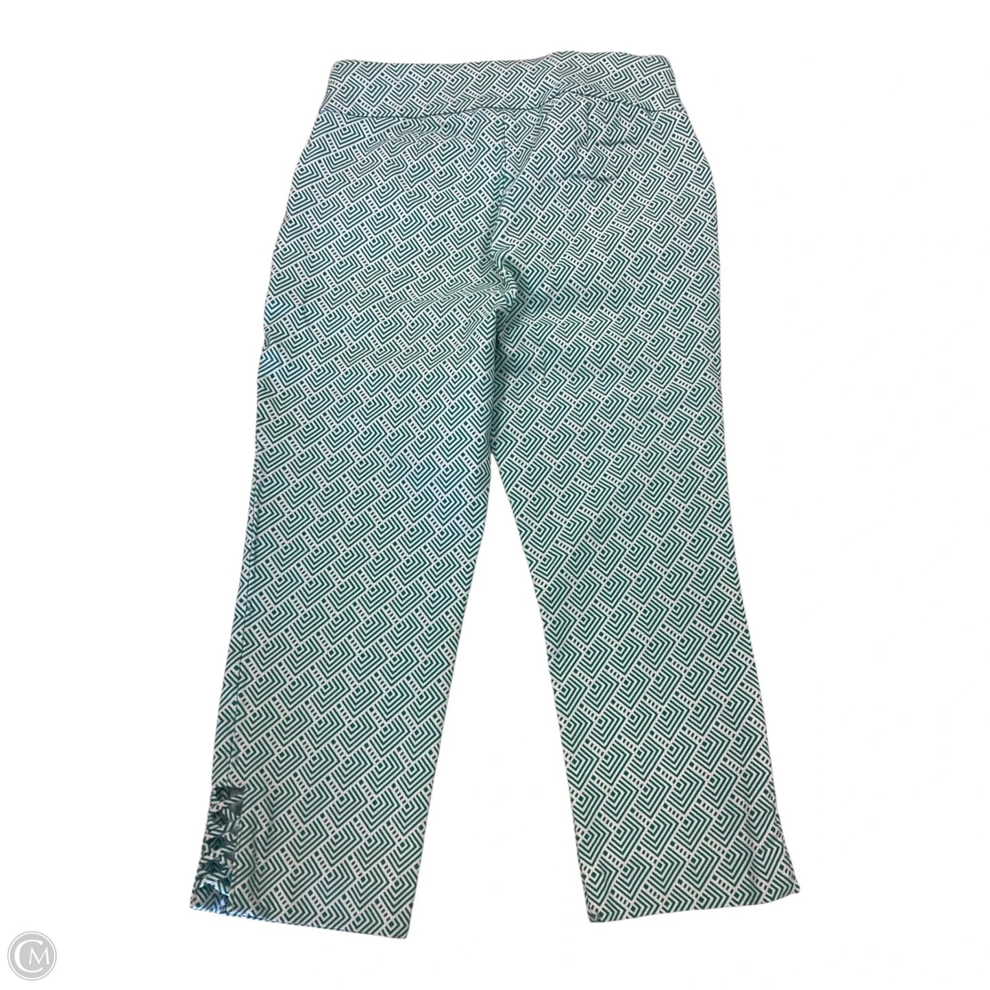 Pants Cropped By Chicos In Green & White, Size: S