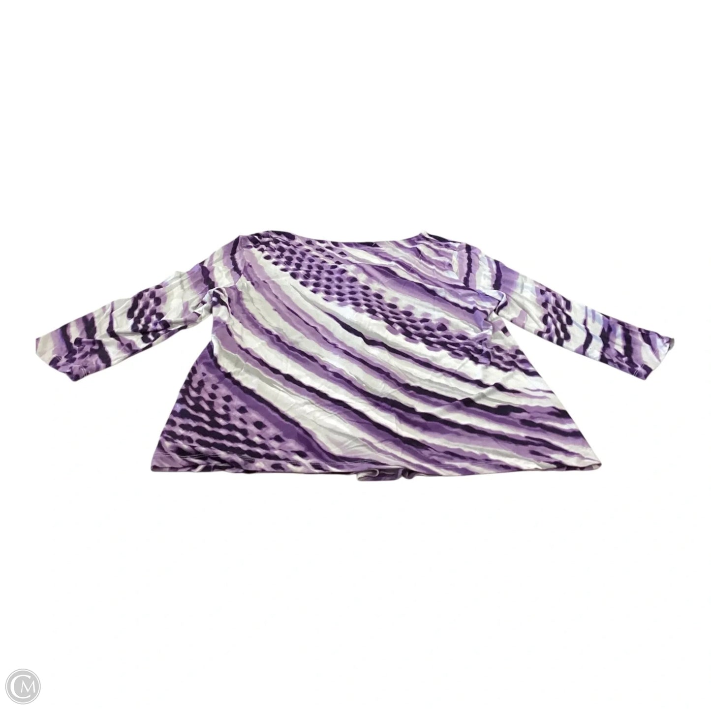 Top 3/4 Sleeve By Chicos In Purple & White, Size: L