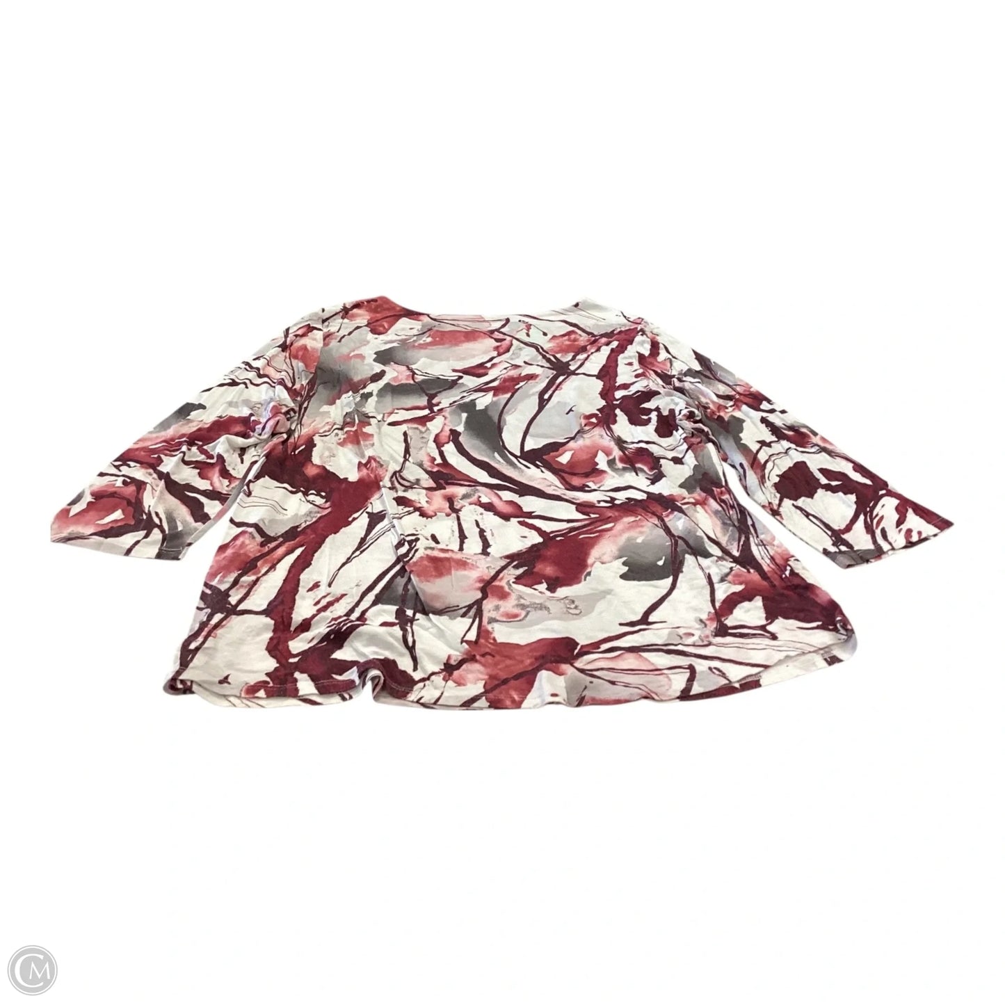 Top 3/4 Sleeve By Chicos In Red & White, Size: Xl