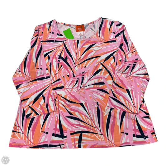 Top Long Sleeve Basic By Hearts Of Palm In Floral Print, Size: Lp