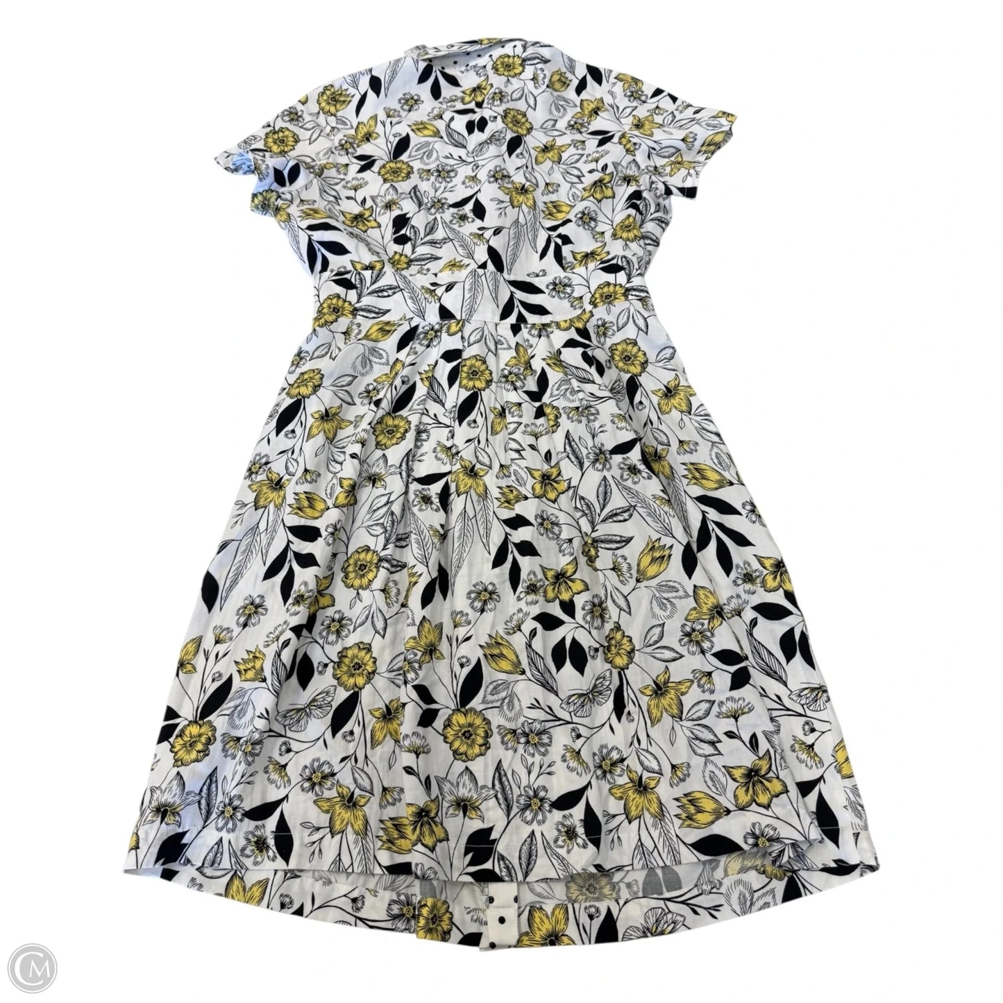 Dress Casual Maxi By Foxcroft In White & Yellow, Size: 12