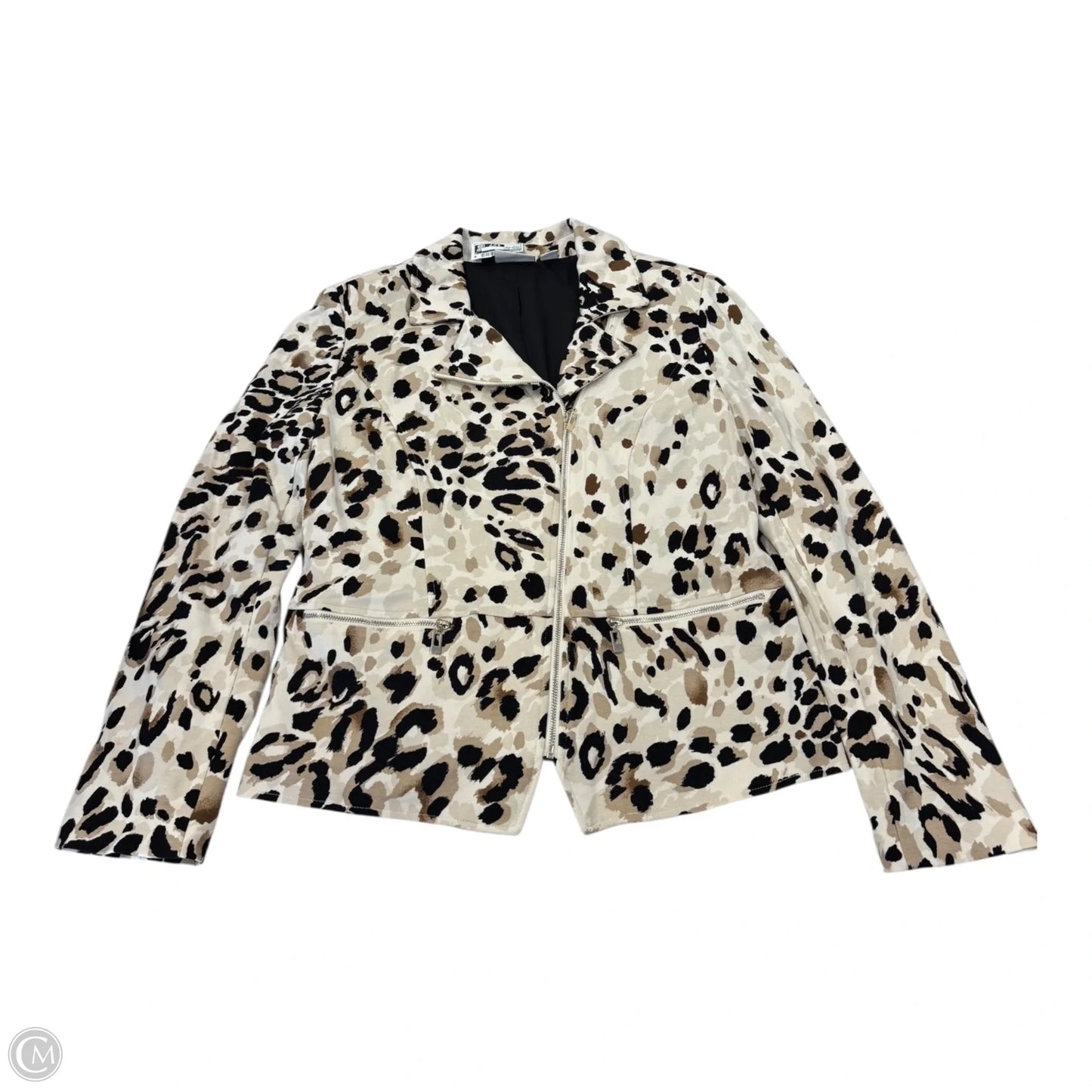 Jacket Moto By Chicos In Animal Print, Size: M