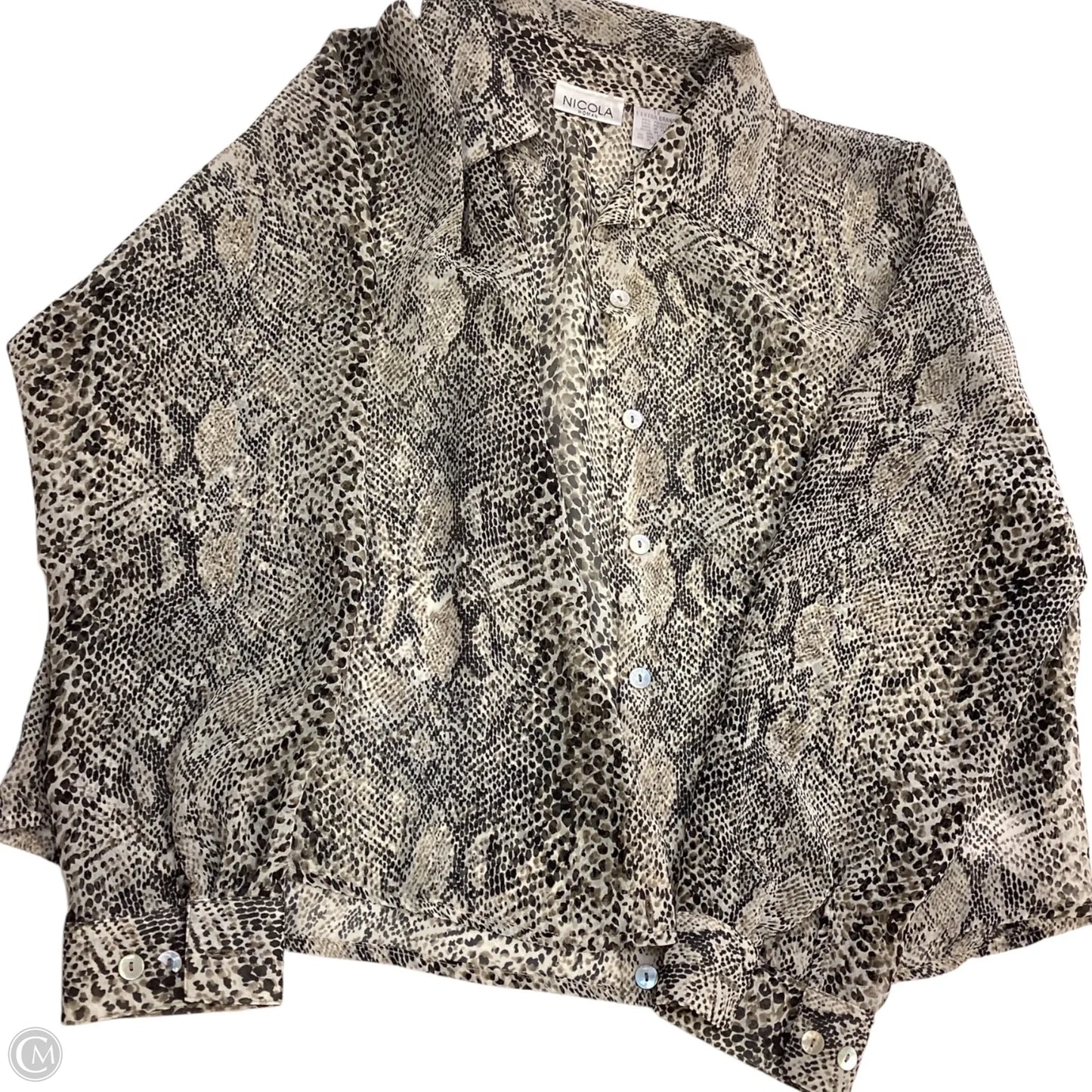 Top 3/4 Sleeve By Nicola In Animal Print, Size: 1x