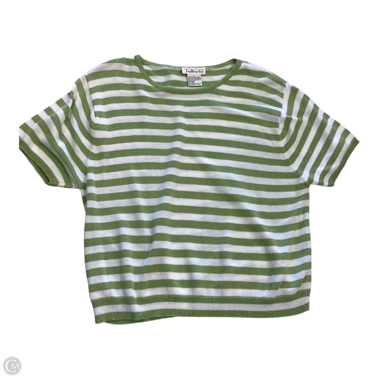 Top Short Sleeve By Talbots In Striped Pattern, Size: L