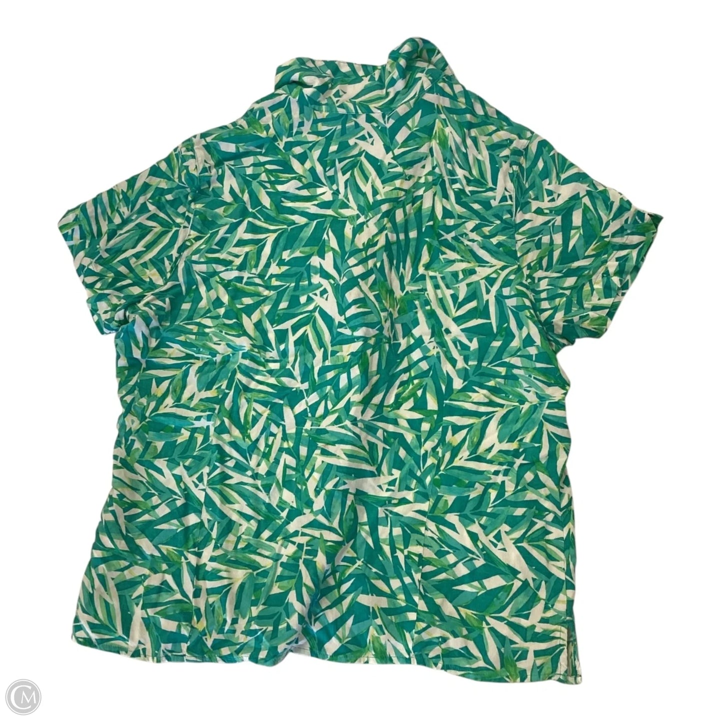 Top Short Sleeve By Caribbean Joe In Tropical Print, Size: Lp