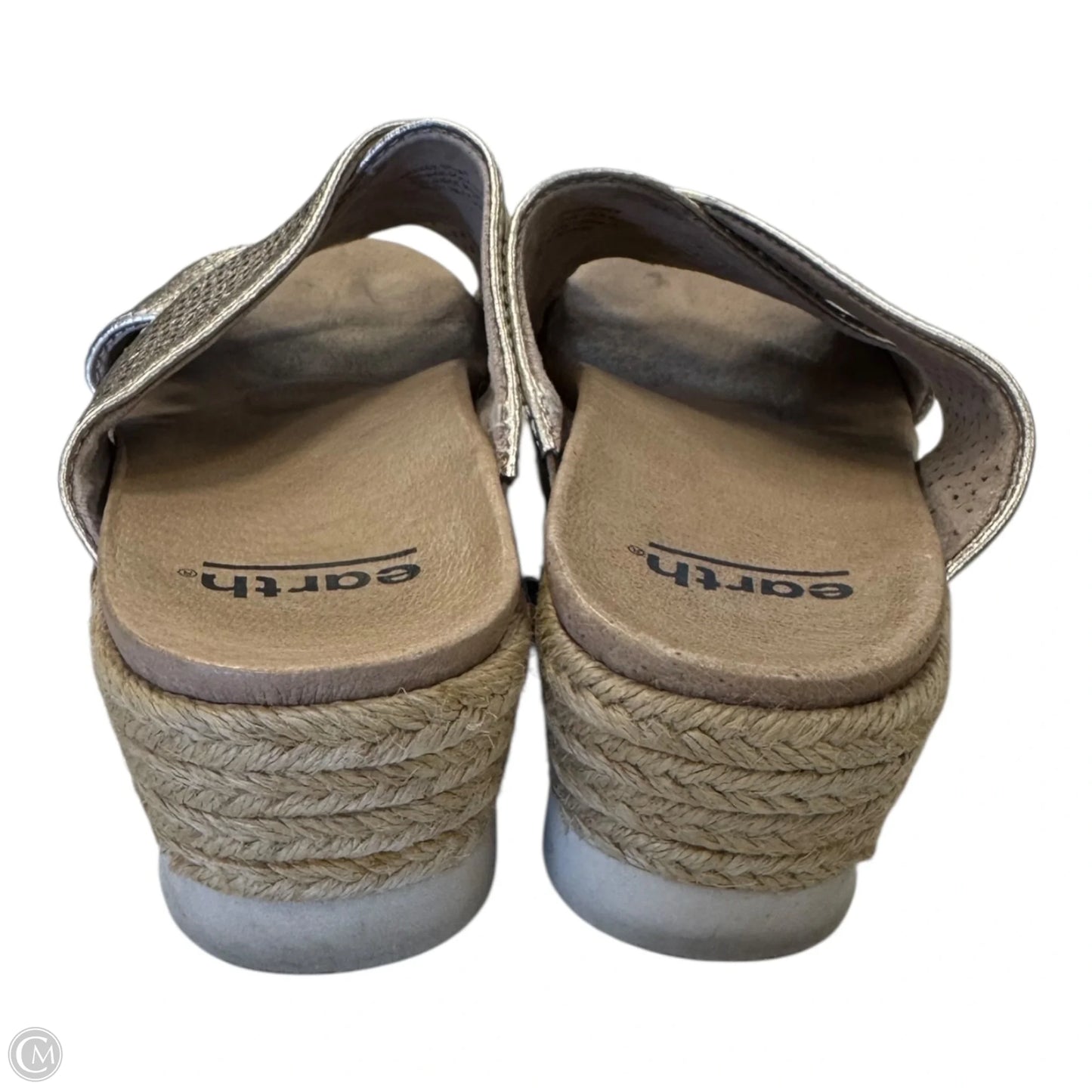 Sandals Heels Wedge By Earth In Gold, Size: 5.5