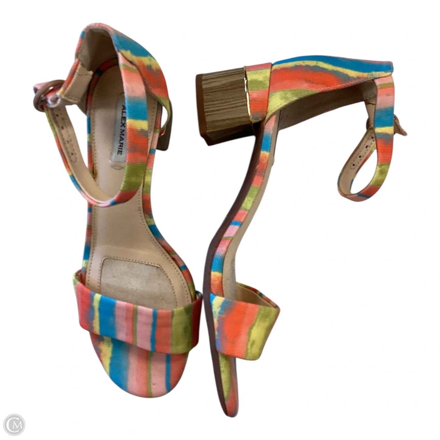 Sandals Heels Block By Alex Marie In Multi-colored, Size: 6.5