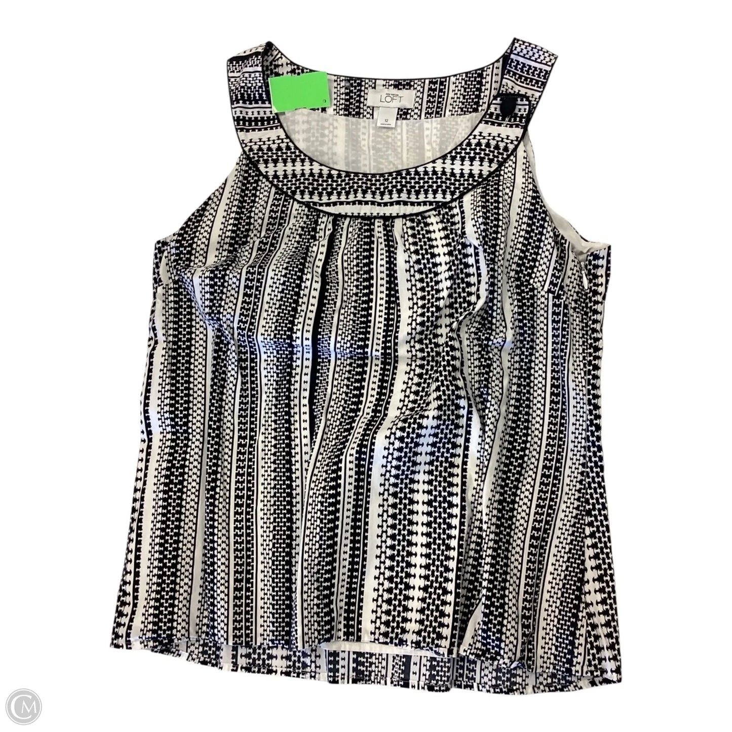Top Sleeveless By Ann Taylor In Black & Cream, Size: 12