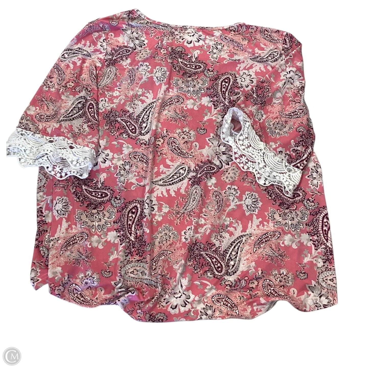 Top Short Sleeve By Clothes Mentor In Pink & White, Size: 3x
