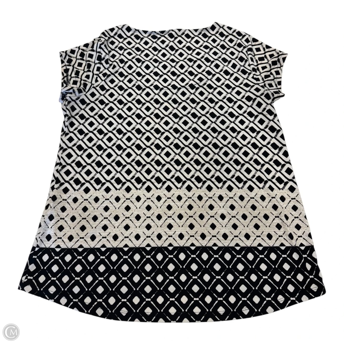 Top Short Sleeve By Chicos In Black & White, Size: M