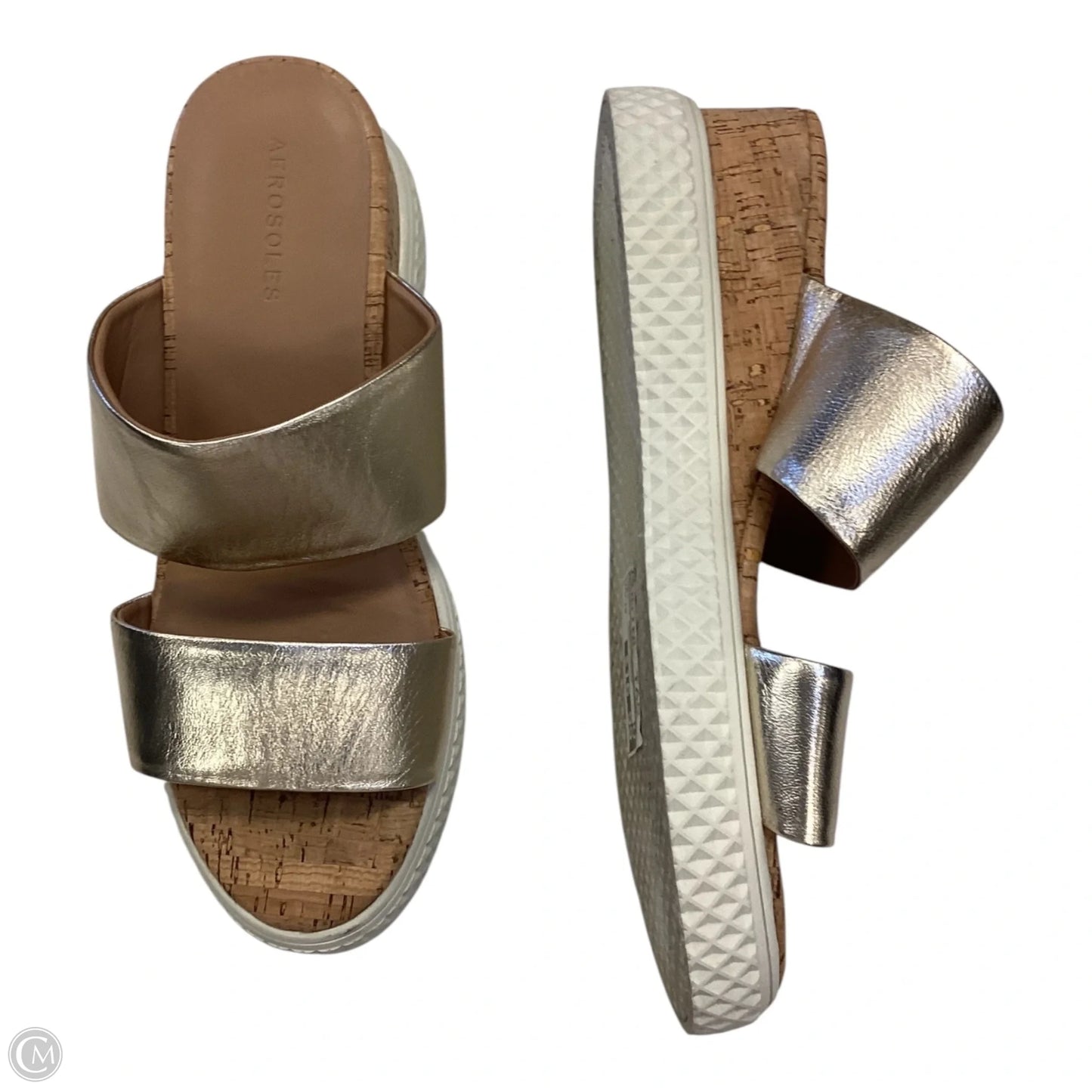 Sandals Heels Wedge By Aerosoles In Gold, Size: 10