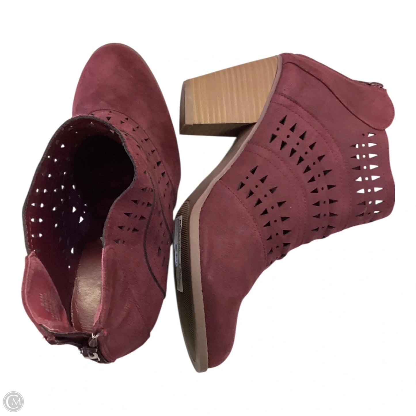 Boots Ankle Heels By Diba In Maroon, Size: 8.5