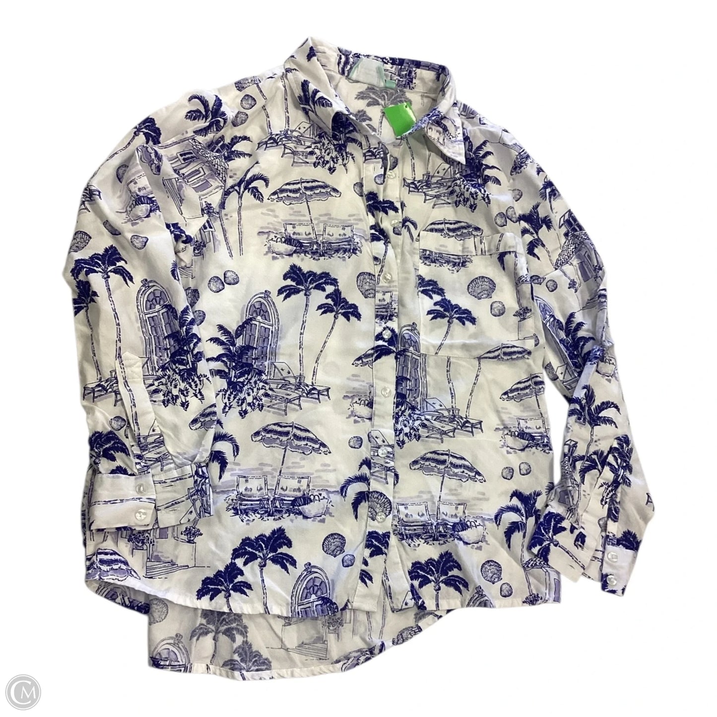 Top Long Sleeve By Clothes Mentor In Blue & White, Size: S