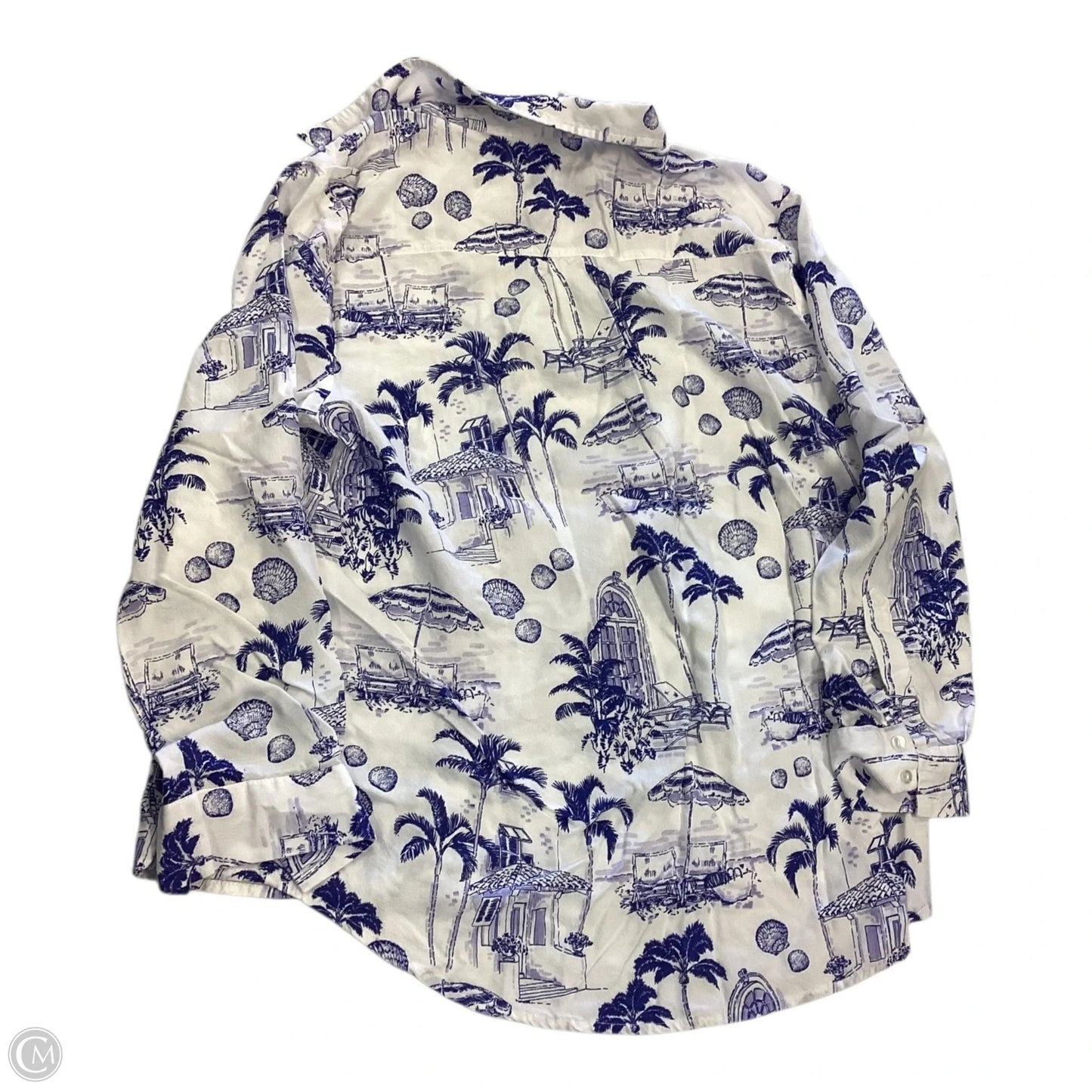 Top Long Sleeve By Clothes Mentor In Blue & White, Size: S