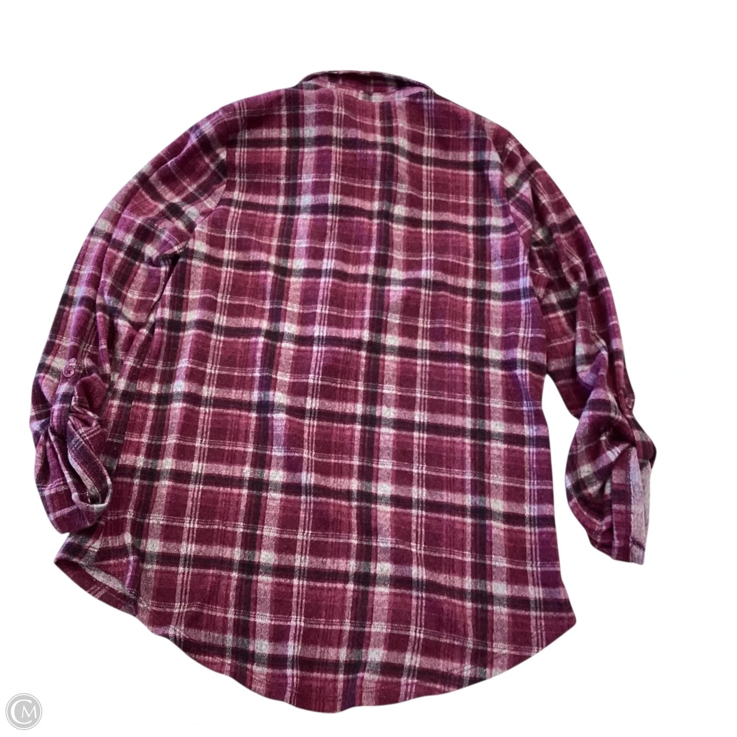 Top 3/4 Sleeve By Emily Daniels In Plaid Pattern, Size: S