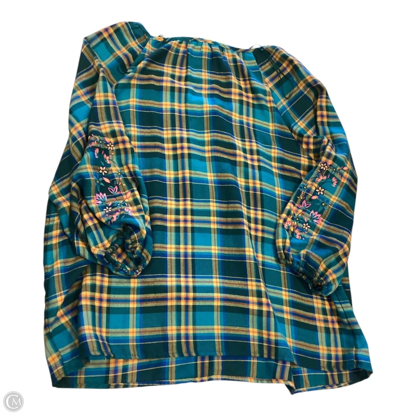 Top 3/4 Sleeve By The Pioneer Woman In Plaid Pattern, Size: 3x