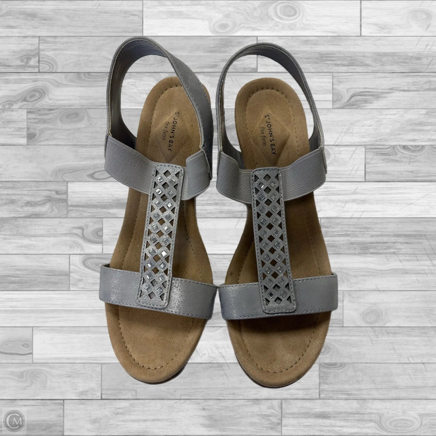 Sandals Heels Wedge By St Johns Bay In Silver, Size: 9