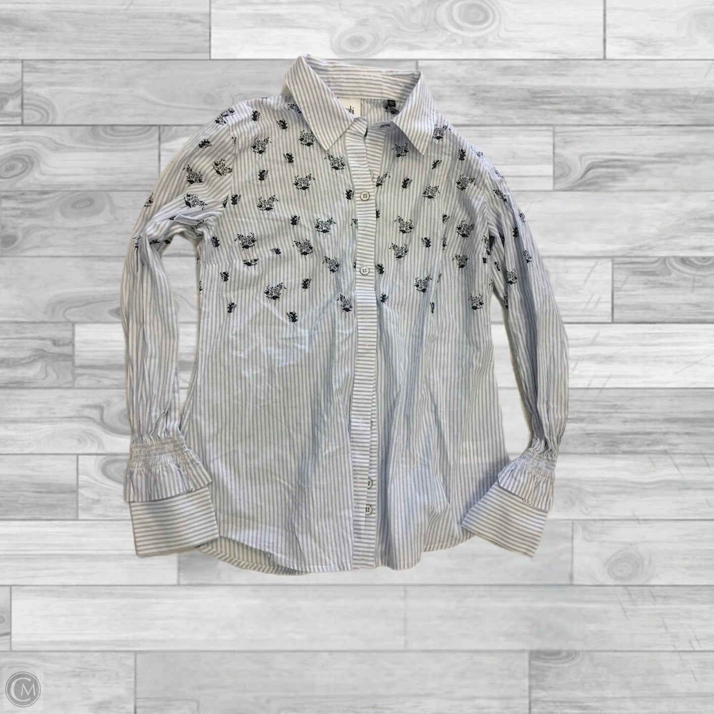 Top 3/4 Sleeve By Cabi In Blue & White, Size: Xs