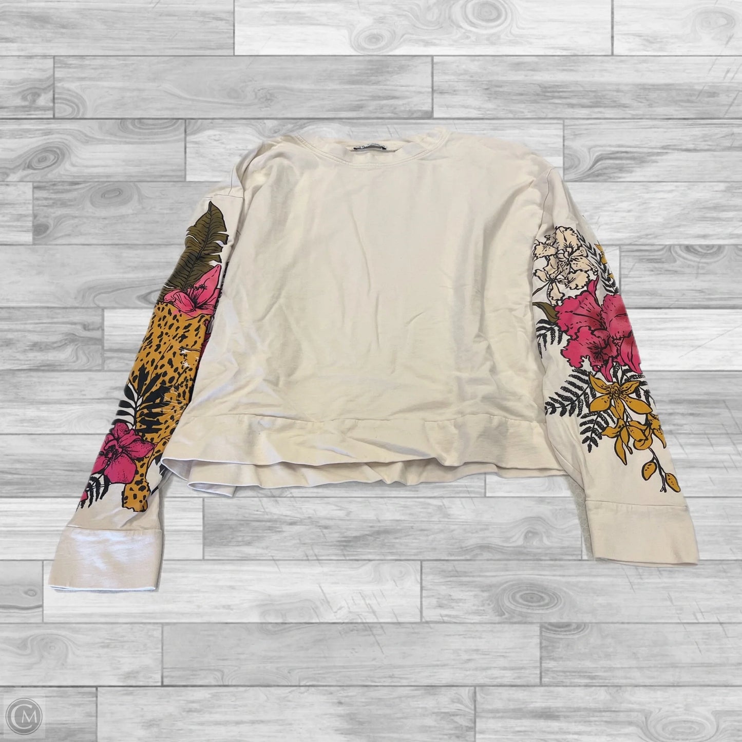 Top Long Sleeve By Zara In Floral Print, Size: L