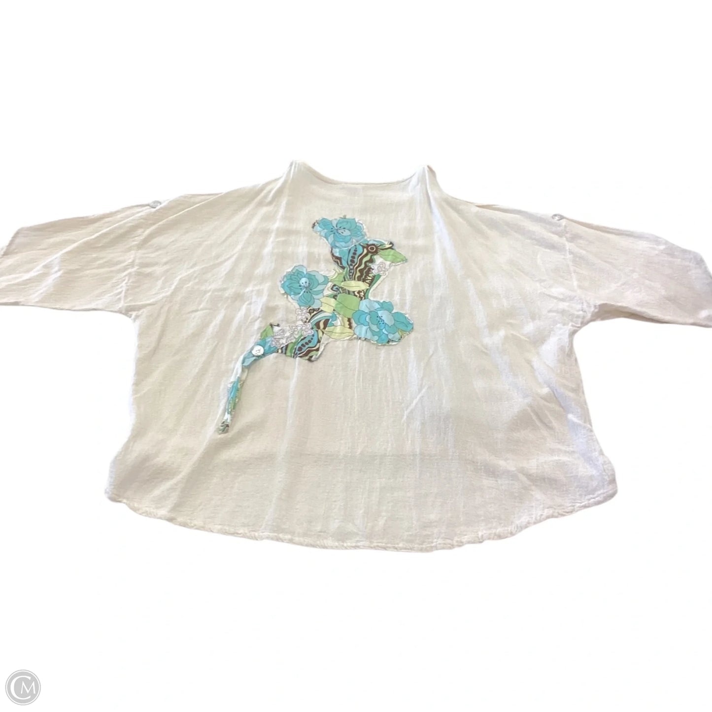 Top Short Sleeve By Oh My Gauze In Floral Print, Size: Osfm