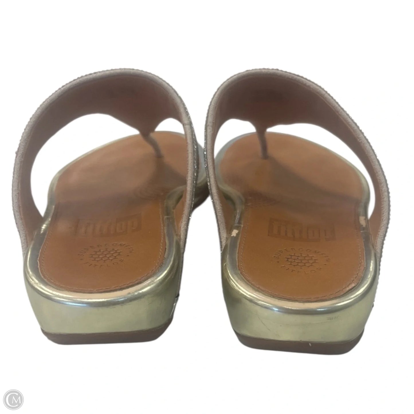 Sandals Flip Flops By Clothes Mentor In Gold & Silver, Size: 6