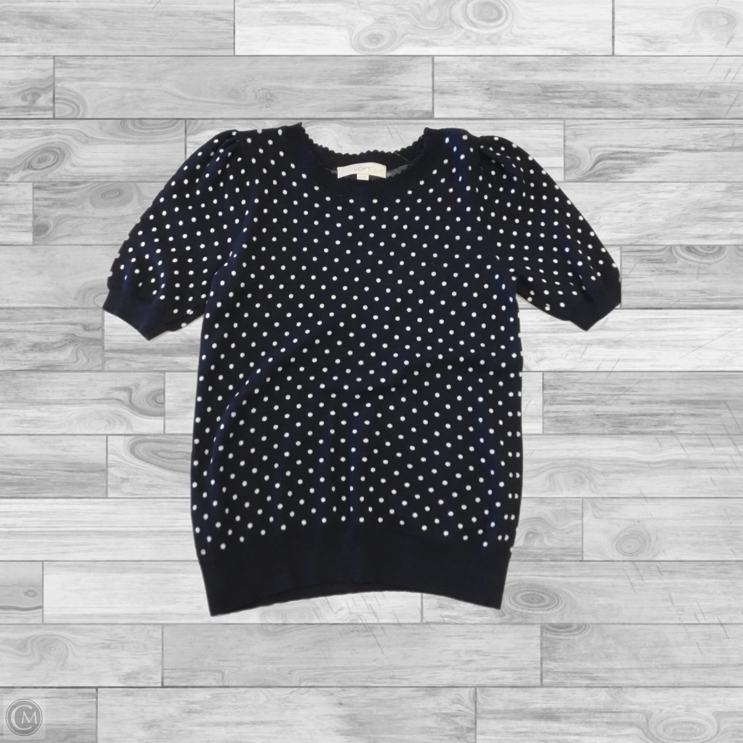 Sweater Short Sleeve By Loft In Polkadot Pattern, Size: Xs
