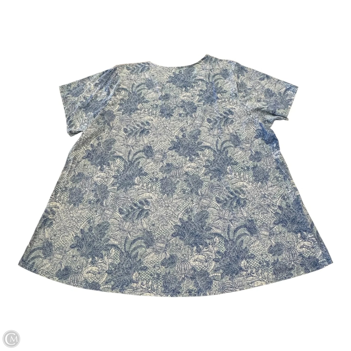 Top Short Sleeve By Pure Jill In Blue & White, Size: 3x