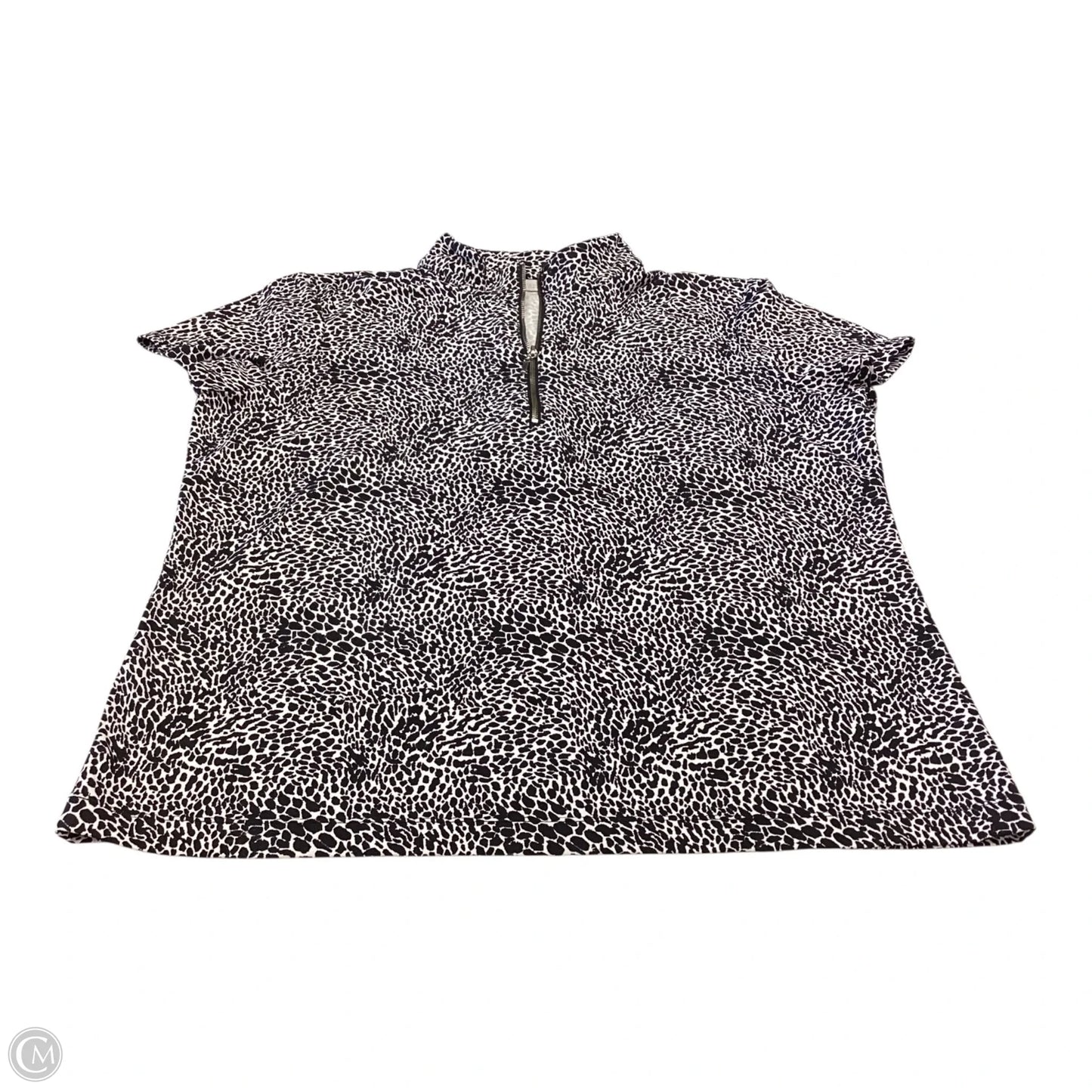 Top Short Sleeve By Chicos In Black & White, Size: L