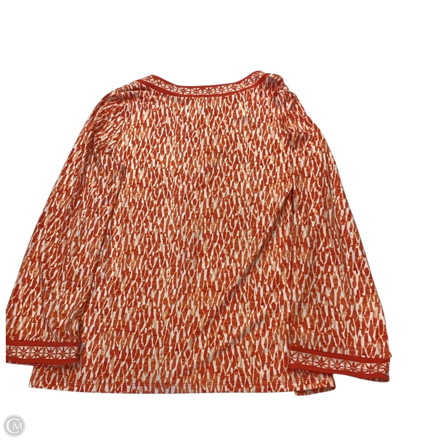 Top Long Sleeve By Michael By Michael Kors In Orange & White, Size: Xl