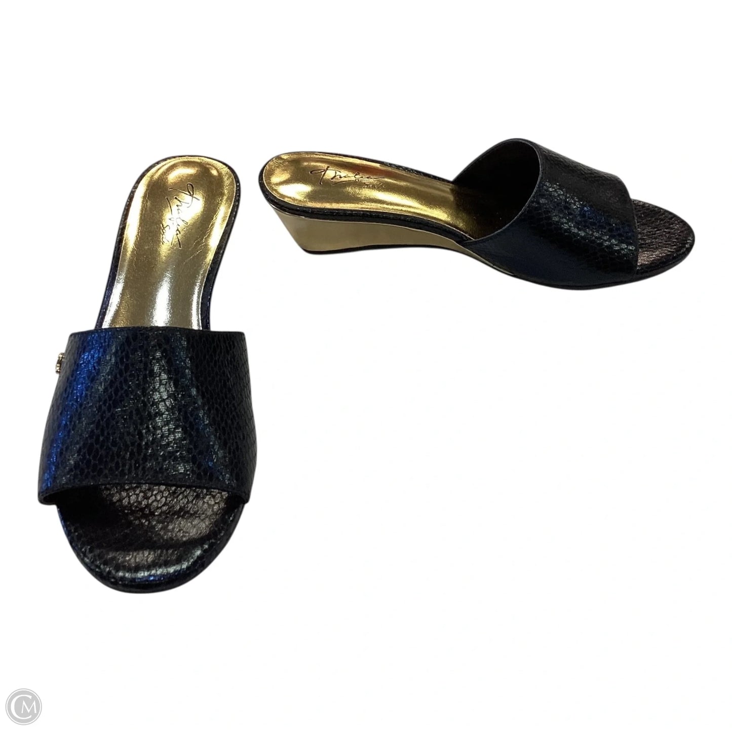 Shoes Heels Wedge By Thalia Sodi In Black & Gold, Size: 6.5