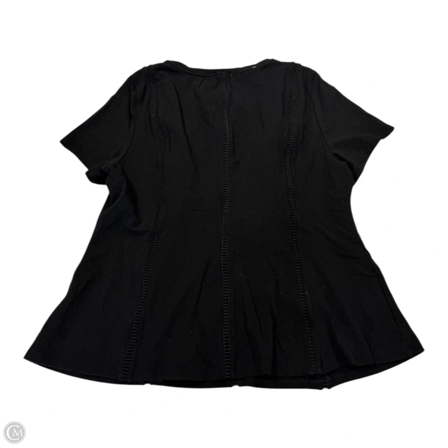 Top Short Sleeve By Carmen By Carmen Marc Valvo In Black, Size: L