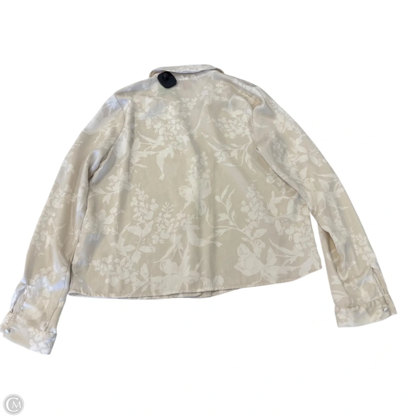 Top Long Sleeve By Vince Camuto In Tan & White, Size: S