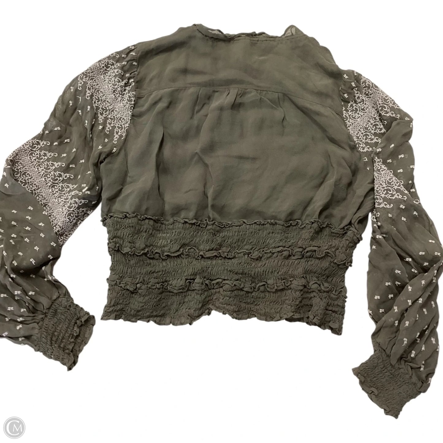 Blouse Long Sleeve By Anthropologie In Green, Size: M