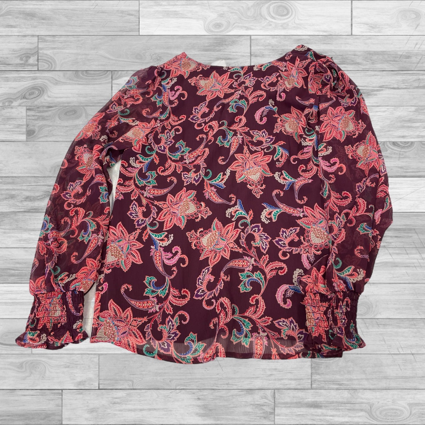Top Long Sleeve By Loft In Maroon, Size: S