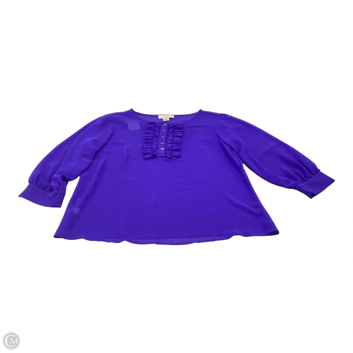 Top 3/4 Sleeve By Loft In Purple, Size: Xs