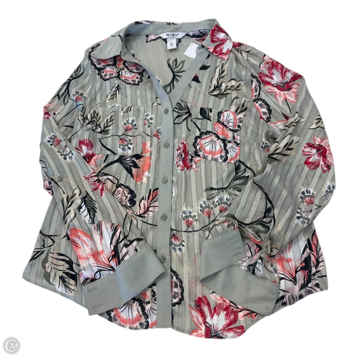 Top Long Sleeve By White House Black Market In Floral Print, Size: 8