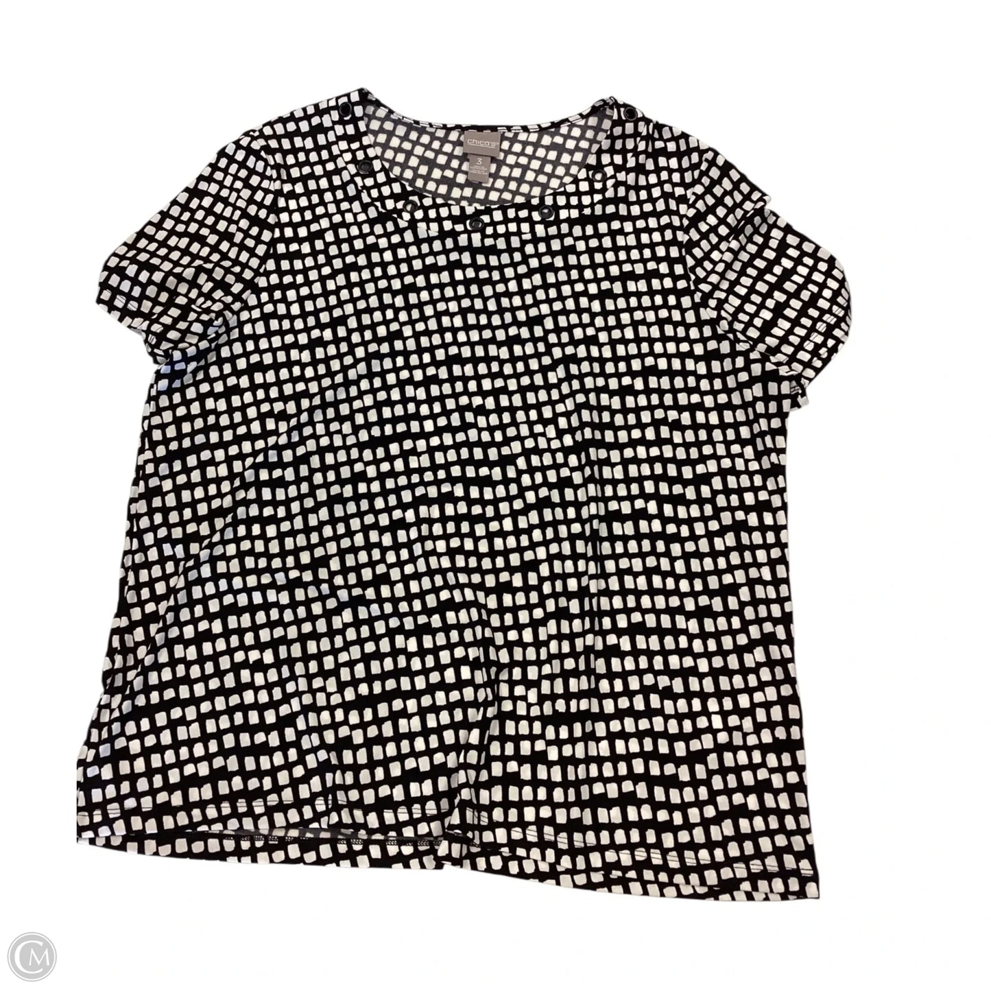 Top Short Sleeve By Chicos In Black & White, Size: Xl